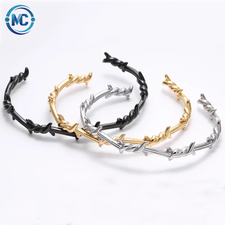 

2021 Hip Hop Trend Jewelry Thistles And Thorns Nail Bangle Wrist Jewelry