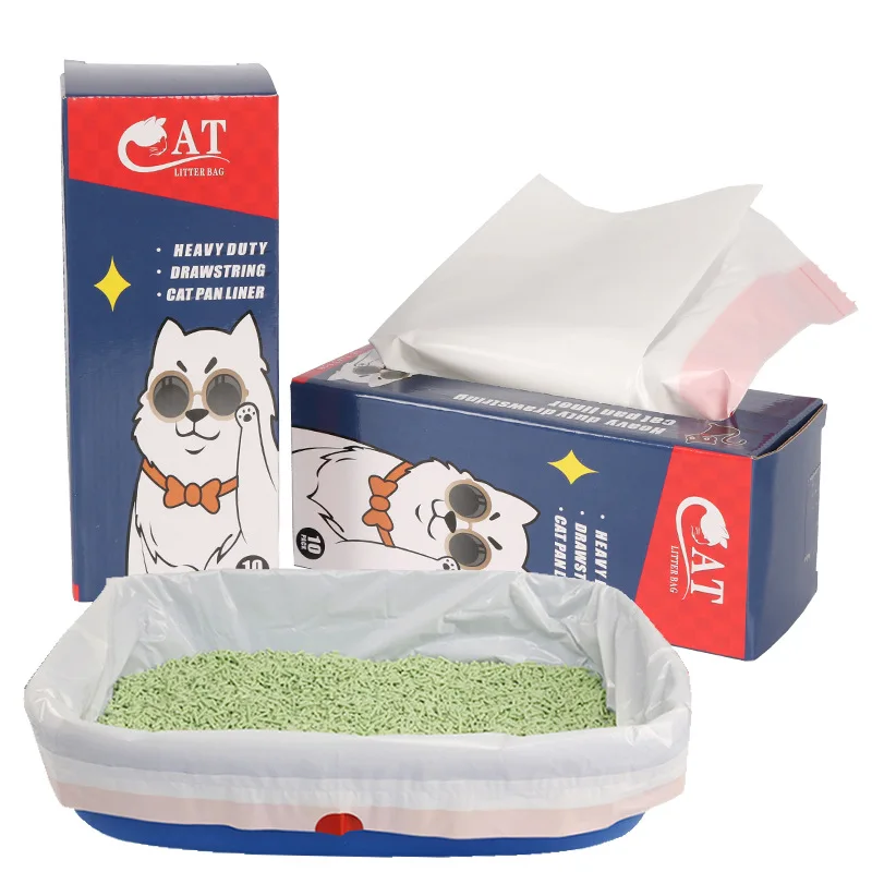 

Pet Large Drawstring Thickened Cat Litter Bag Cat Litter Box Liner Pan Waste Plastic Bag, White