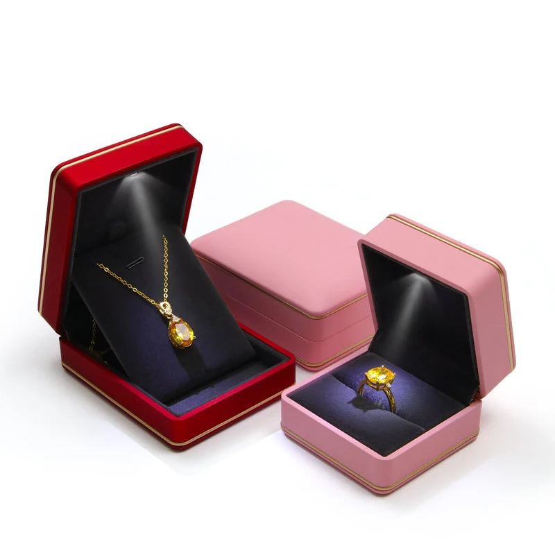 

Wholesale Luxury Packaging proposal Pendant jewelry box led light For Pendant ring box and necklace Jewelry With Light Ring Led