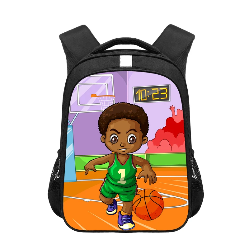 

New Product Black Boy Printed Fashion Bag Men Backpack 16 Inches School Bag for Kids Bookbags School Backpack Mochila Customize, Black with graphic prints