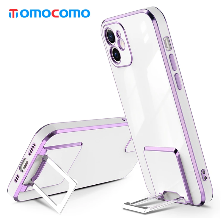 

TOMOCOMO 2021 Unique New Phone Accesories Products Luxury Plating Phone Case With Kickstand For iphone Case, Transparent