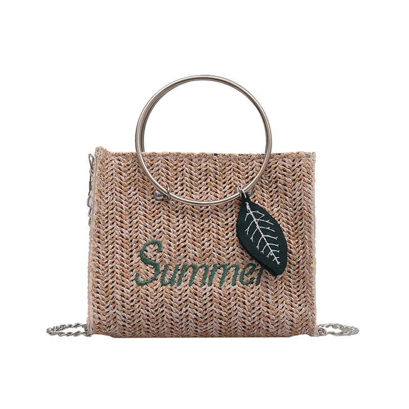 

OEM ODM straw bucket shoulder bag new popular summer vacation beach woven straw sling bag fashion design sense messenger bag, Beige, khaki