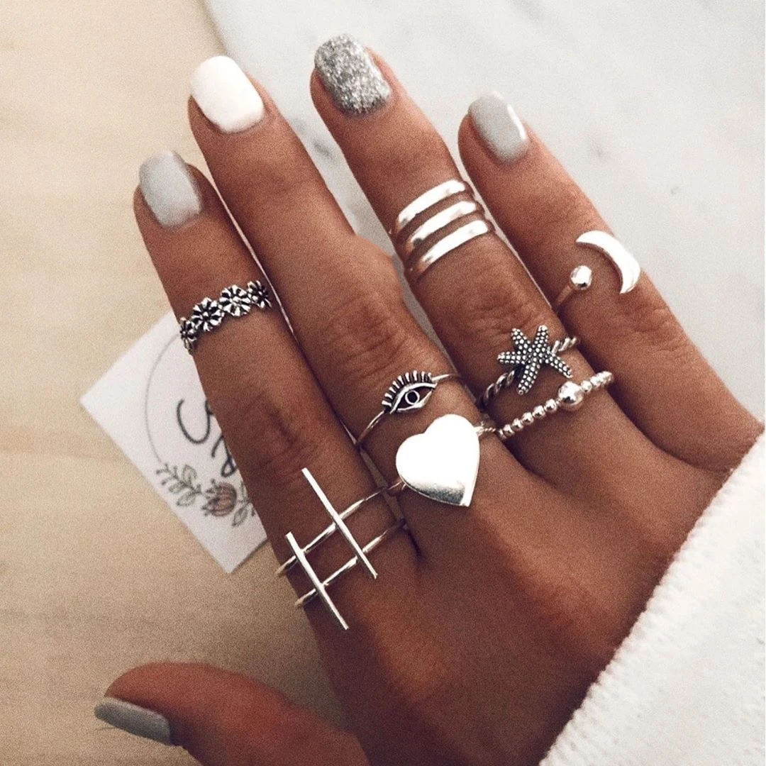 

Fashion Silver Heart jewelry ring set for women Wholesale N204221
