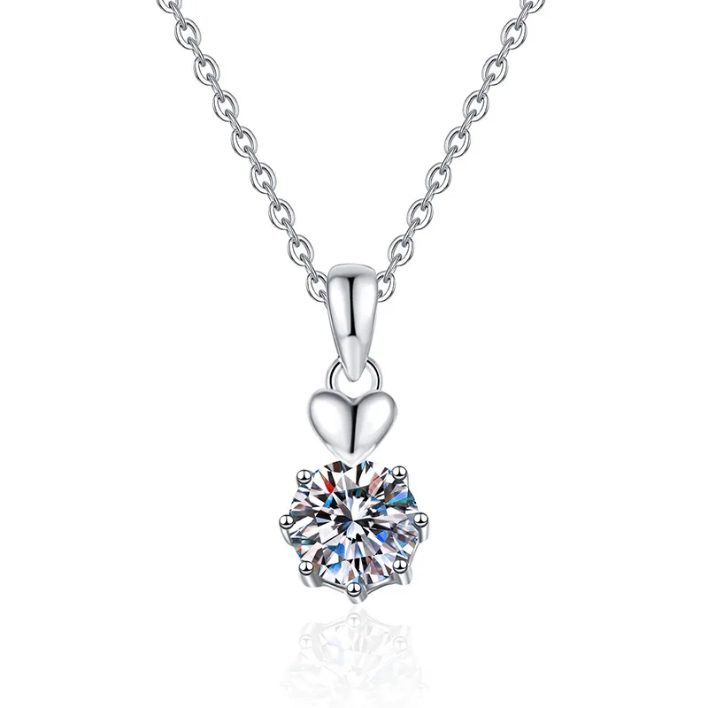 Fashionable Jewelry 925 Sterling Silver 6.5mm Round D Color VVS Moissanite With GRA Certificate Moissanite Necklace for Women