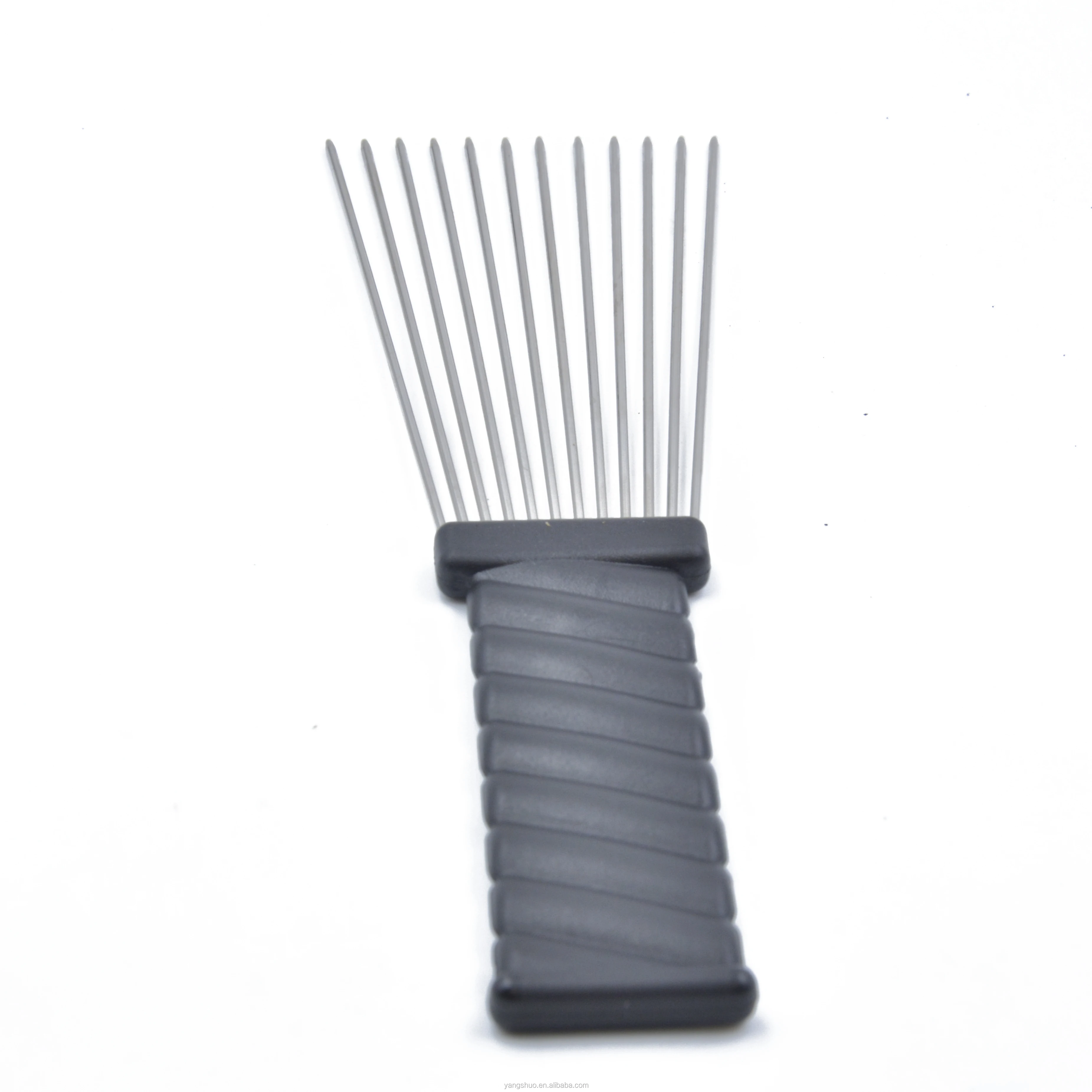 

African Pick Comb Straight Hair Brush Hairdressing Hair Styling Tool Small Afro Metal Combs, Black