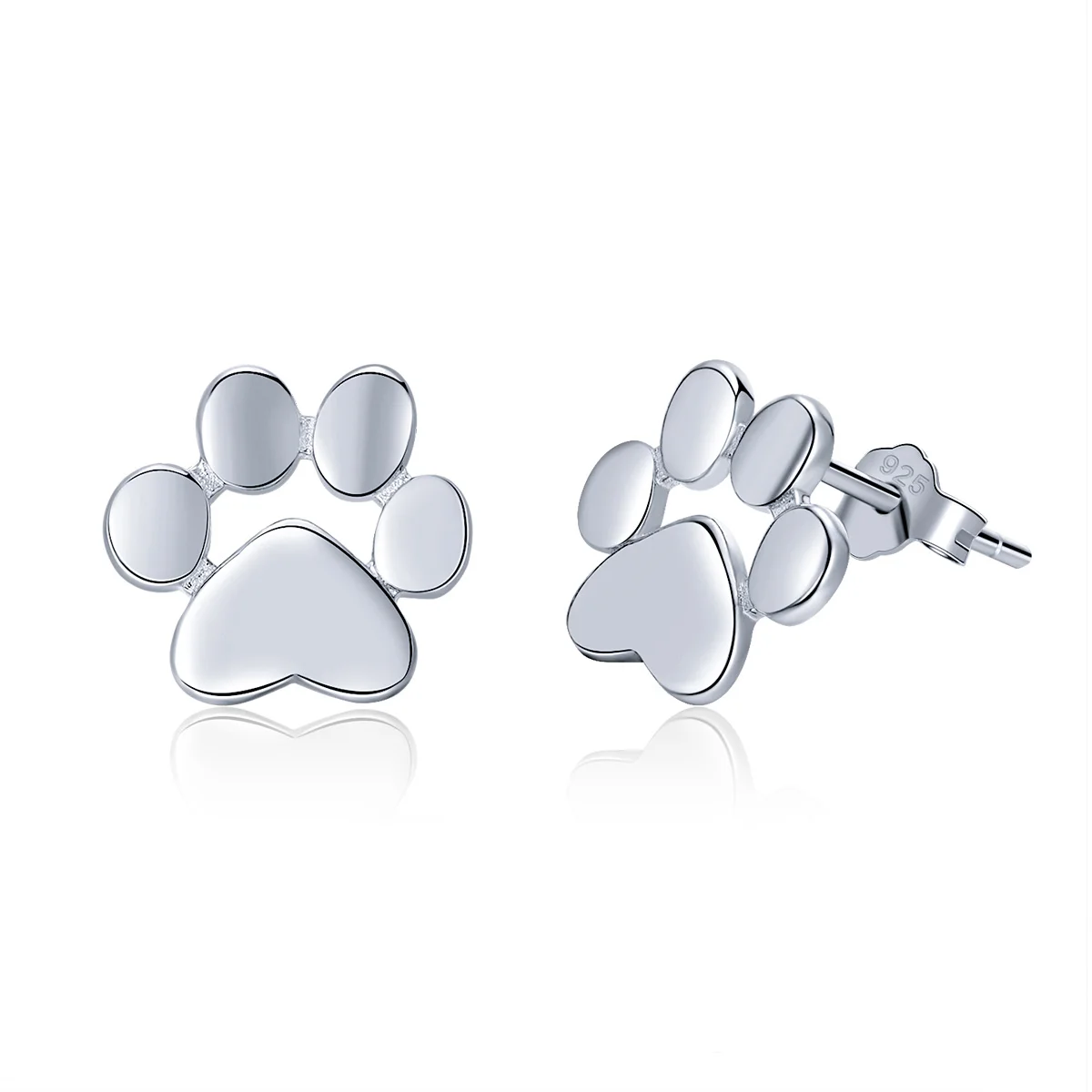 

high quality different color 925 sterling silver paw footprint stud earrings