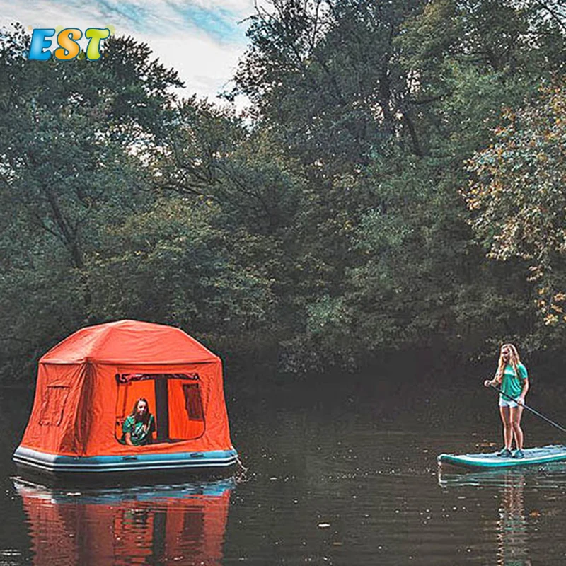 

Factory Outdoor Lake Inflatable Shoal Floating Tent Camping Inflatable Raft Water Shoal Pool Tent For Sale, As the picture