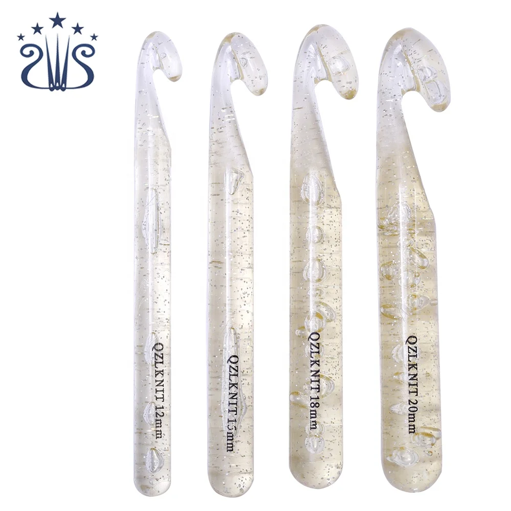 

RTS 4 Sizes Wholesale Transparent Plastic Crochet Hooks for Hand DIY, As the picture