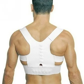 

New Design Adjustable Support Shoulder Waist Lumbar Humpback Straighten Pain Relief Magnetic Back Brace Posture Corrector, White