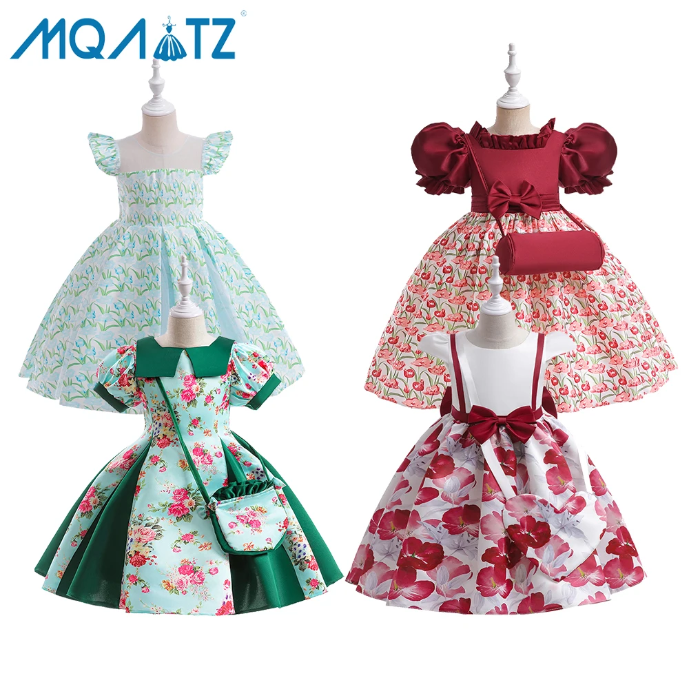 

MQATZ Little Kids Infant vestido Birthday Party Flower Girl Dress Cotton Lining Baby Girls Printing Casual dresses