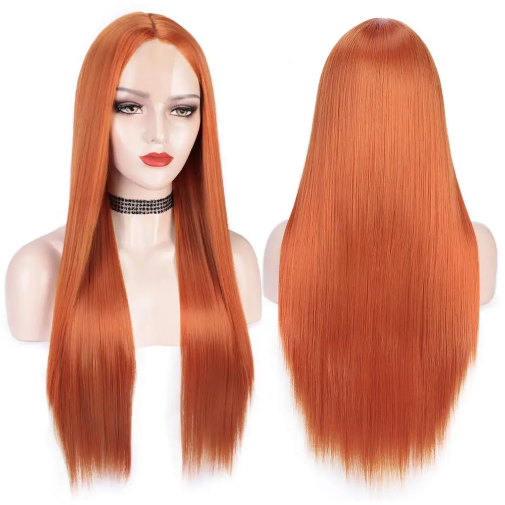 

Aisi Hair Wholesale Vendor Cheap Cosplay Party Ombre Orange Long Silky Straight Wig For Black Women Synthetic Hair Wigs