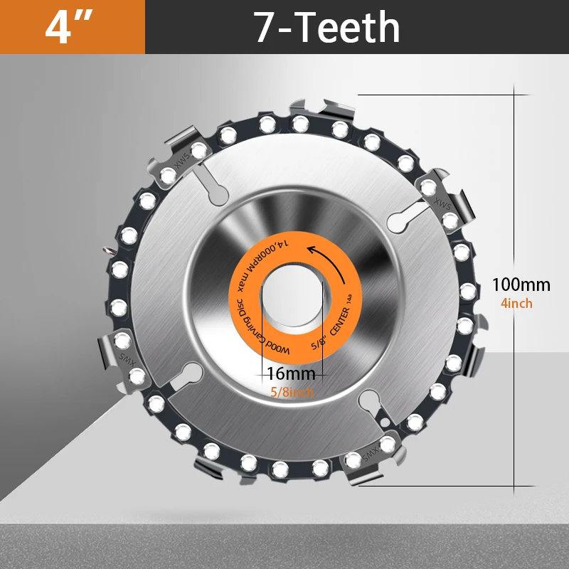 Angle Grinder Cutting Wheel Wood Carving Disc Carbide Chain Saw Disc Woodworking 4.5 Inch X 5/8