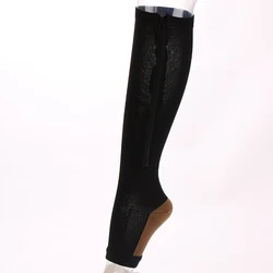 Top Sale Custom Zipper Open Toe Running Jumping Medical Vein Stretch Socks Sports Pressure Socks