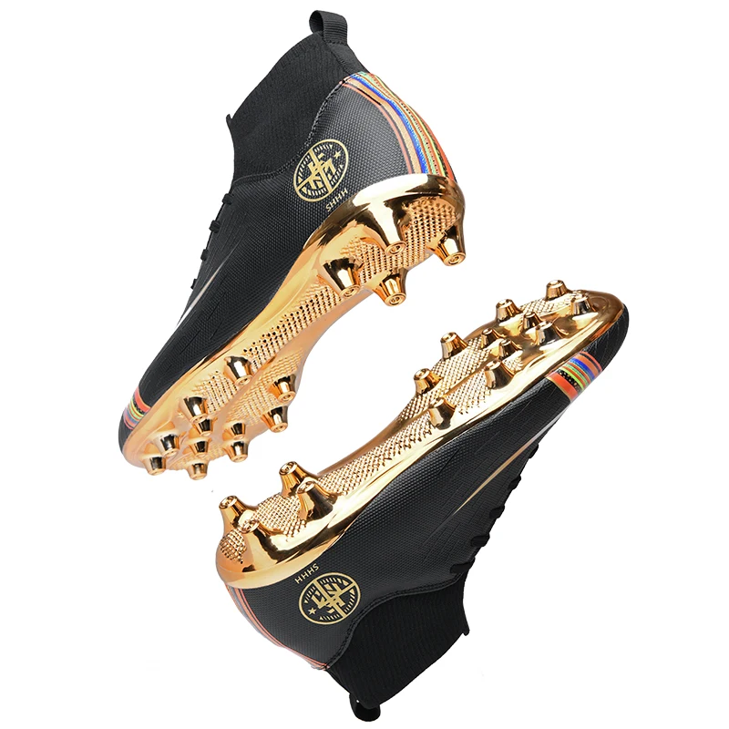 Men Sport High Ankle high quality Football Boots professional Outdoor AG Long Spikes Soccer shoes hot sale superfly wholesale