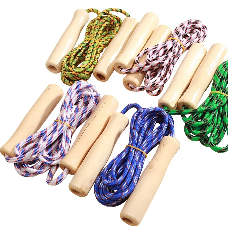 

Custom Logo High Quality Wooden Handle Jump Skipping Rope Gym Fitness Equipment indoor Kids Jump Skipping Rope
