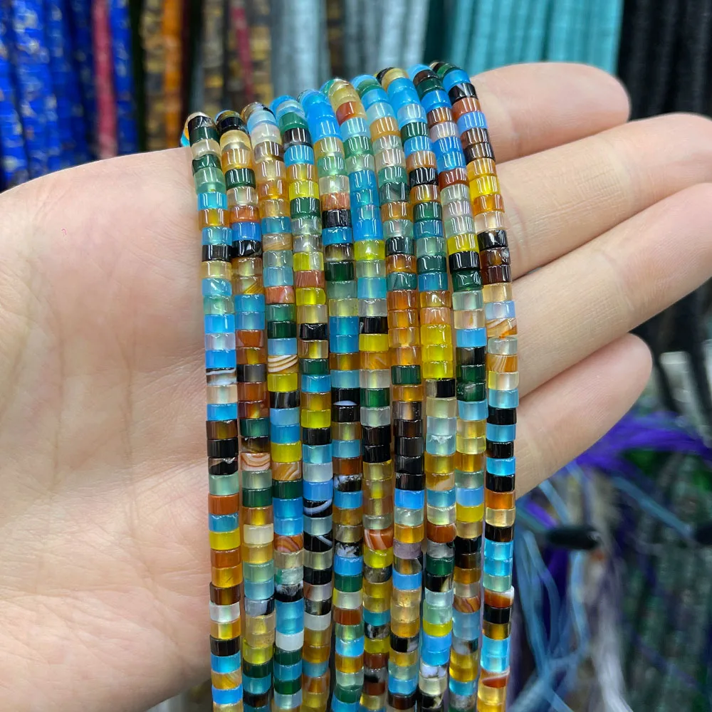 Natural Gemstone 2x4mm Agate Flat Round Spacer Beads Loose Beads Wholesale DIY Earrings Bracelet Necklace Jewelry Making