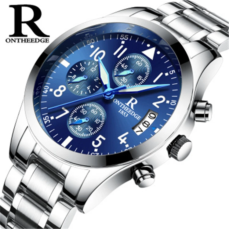 

Ontheedge 028 G Man Luxury Gold Wristwatches Male Watches Quartz Waterproof Stainless Steel Fashion Business Calendar Watch