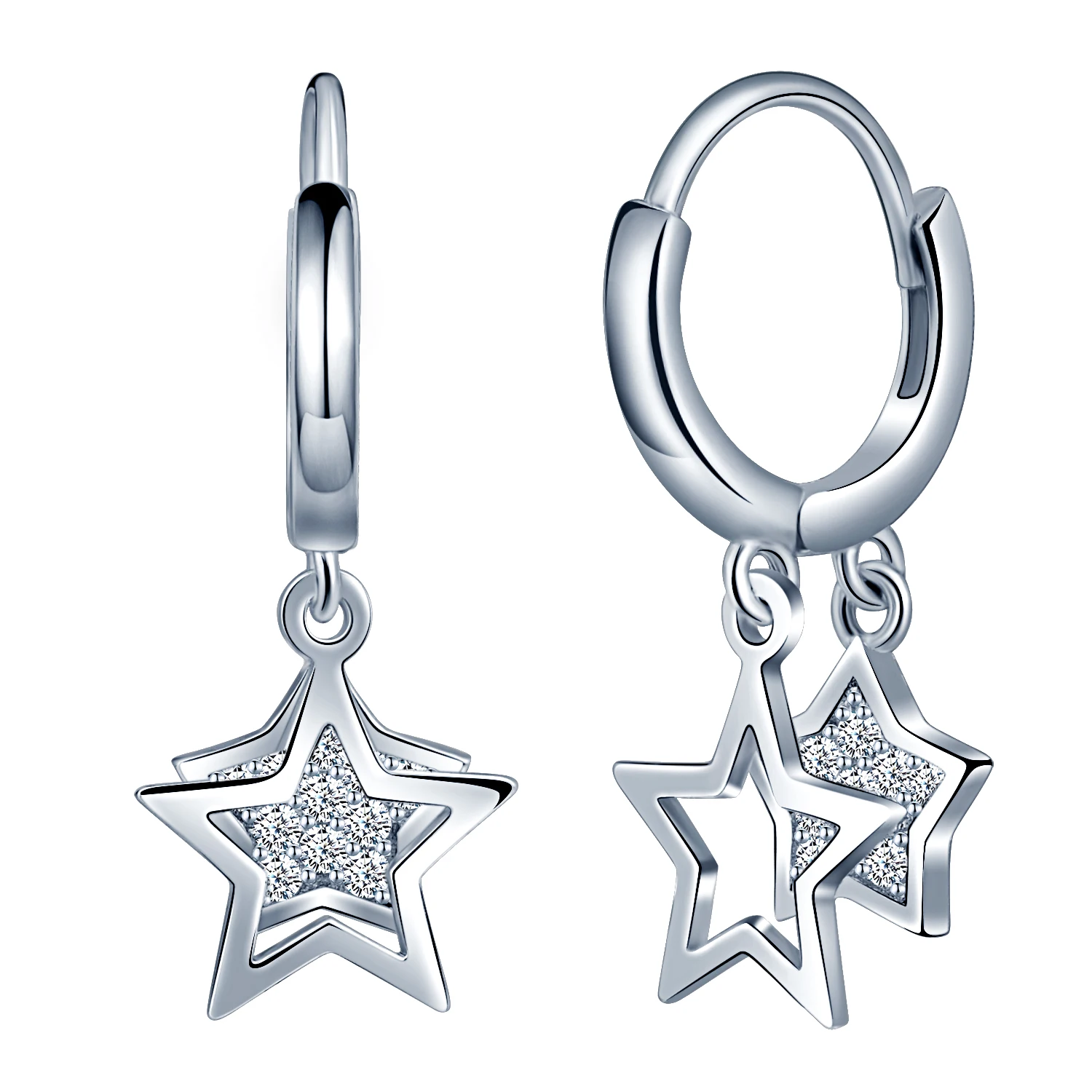 100% 925 Silver Earrings Fashion INS Cute Minimalist Star Hoop Huggies Earrings 925 Silver Jewelry