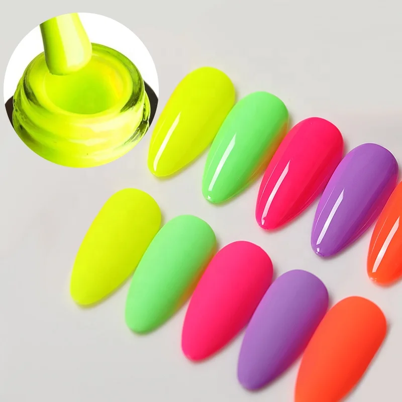 

VENALISA Fluorescence Neon Gel Paint Luminous Polish Manicure Semi Permanent UV LED Varnish Enamel Private Label Nail Polish, 6 colors