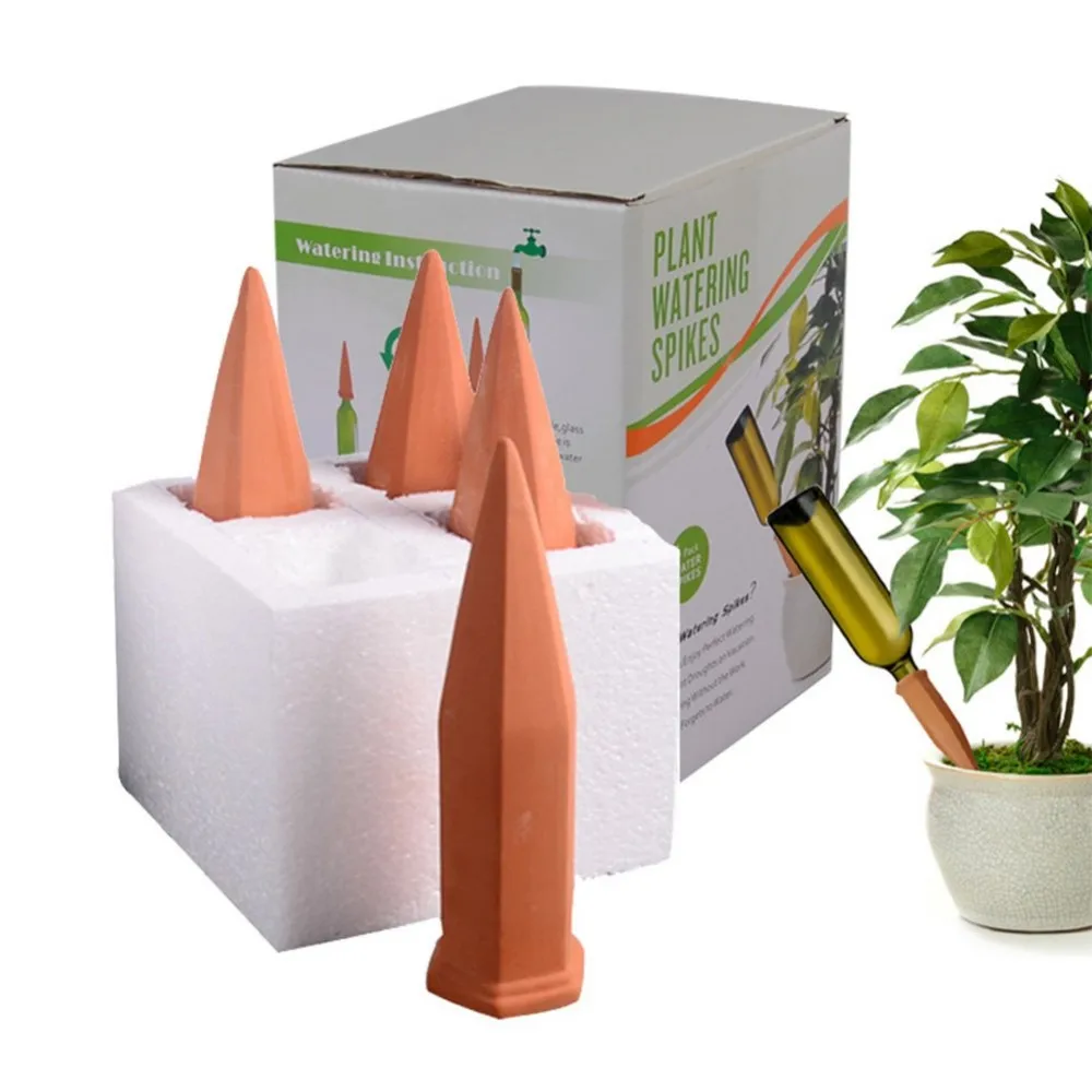 Terracotta Plant Watering Spikes 4 Pack Set Selfirrigation Watering