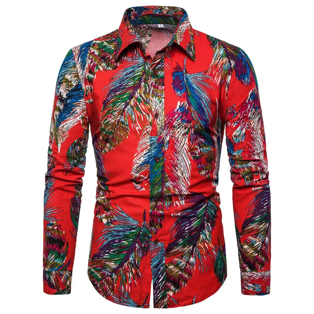 

Cheap men's fashionable personalized printed floral shirt men clothing casual long sleeve plus size mens shirts in China, Cs95