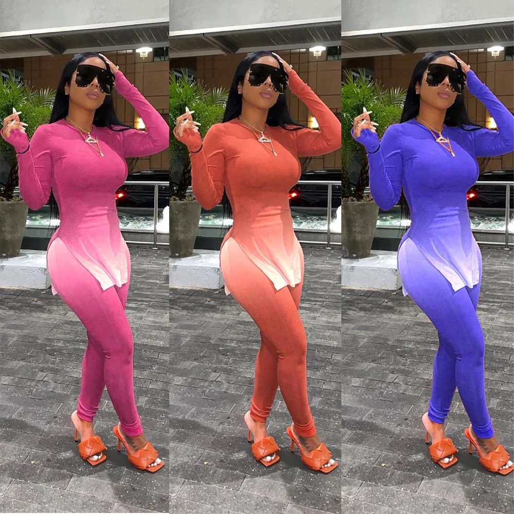 

MD-20123027 Fashion Clothes For Woman 2022 Two Piece Pants Set Tie Dye Spring Long Sleeve Joggers 2 Piece Set Leggings