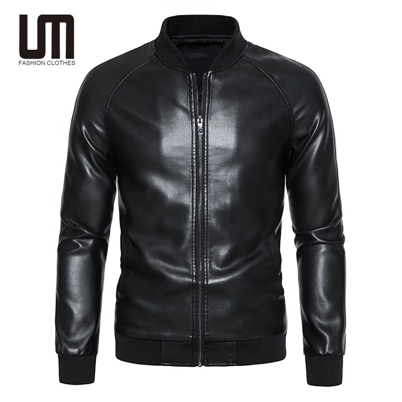 Liu Ming Oem Wholesale Good Quality Autumn Winter Men Casual Stand Collar PU Slim Breathable Zipper Closure Motorcycle Jacket