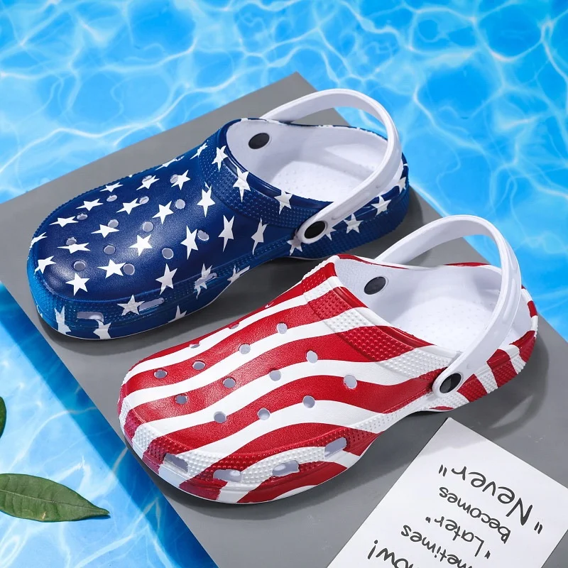 

ITEC factory clogs large size 45-52 wholesale flag sandals boys beach slippers custom summer hole shoes garden clogs men