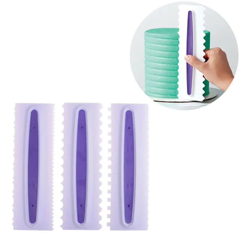 

Set of 3 Cream Plastic Scraper Comb Gummy Sugar Spatula Cake Shape Decoration Tool Baking Mold Baking & Pastry Tools Making Cake, Purple