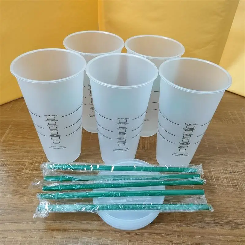 

24oz/ custom logo Plastic Tumbler Reusable Clear Drinking Flat Bottom Cup Pillar Shape Lid Straw Mugs, As picture