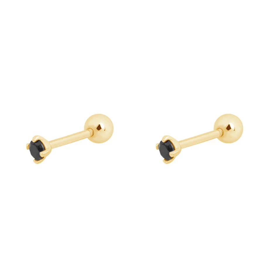 

wholesale silver manufacturing company 925 Sterling Silver Jewelry Tiny Stud Earrings With Black Cubic Zircon