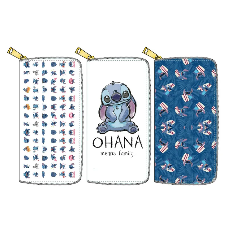 

PU PVC Wallets Child Coin Purse Long Money Clip Original Lilo and Stitch Zipper Wallet