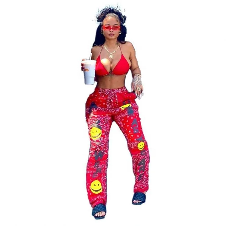 

New Trendy 2021 Arrivals Women Fashion Clothing Printed Womens Trousers Sexy Bottoms Pants