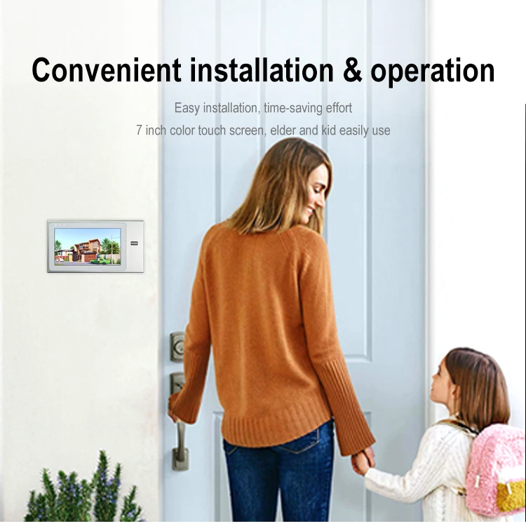 
Lermom Door Access Control 7'Inch Wired Video Door Phone System Visual Video Intercom Doorbell Camera Kit Support Unlock 