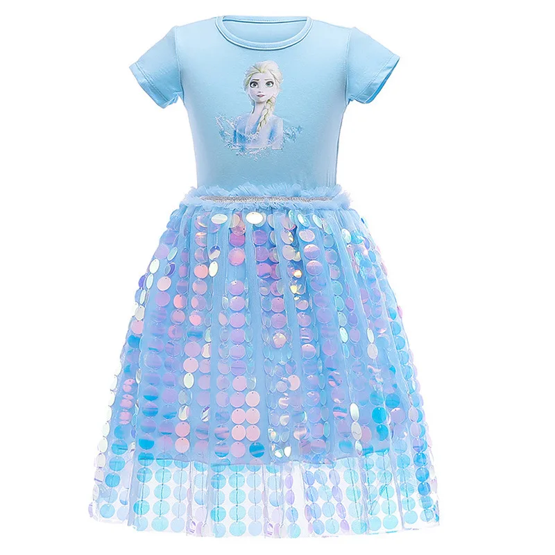 

Wholesale children's 61 performance clothes short sleeves Elsa dress girls children Anna girl dress