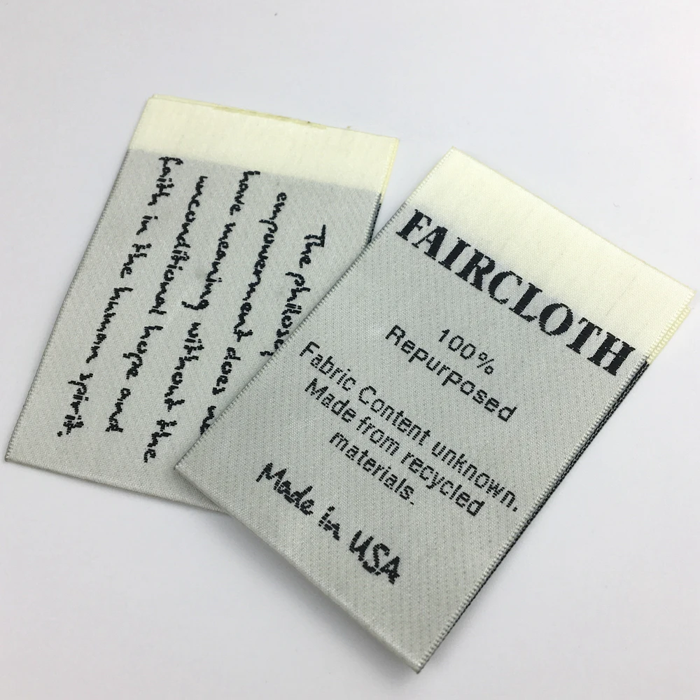 

High quality Soft Tags  Printed White Branding Fabric Black Satin Ribbon Neck Labels for Clothing, Custom