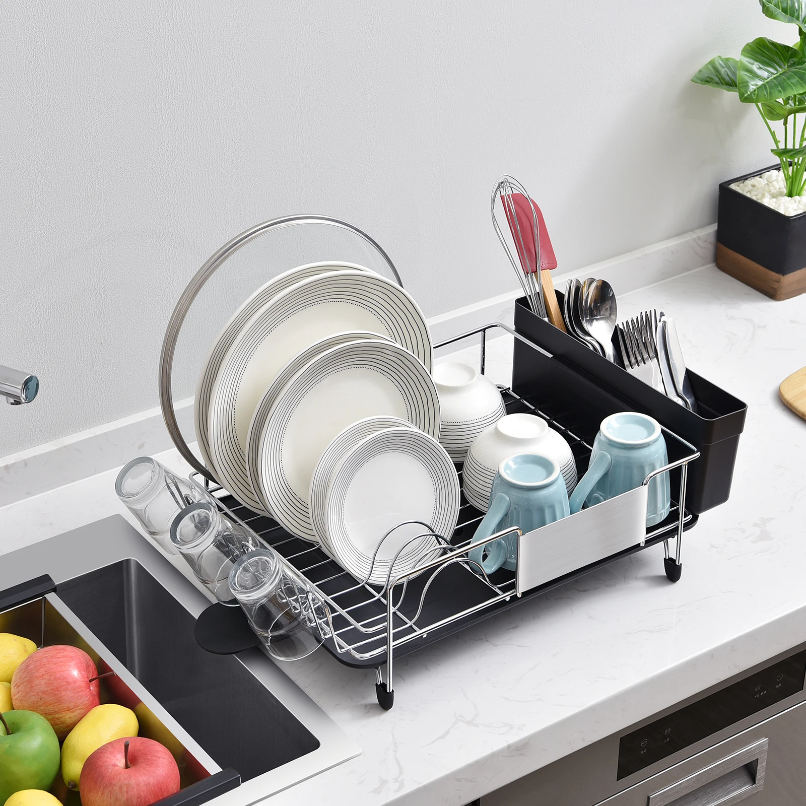 

stainless steel dish rack adjustable kitchen storage holders organizer dish drainer over the sink dish dryer rack