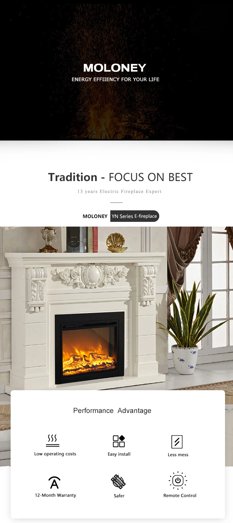 Electric Fireplace, 30-inch, 750W, Insert - detail 2