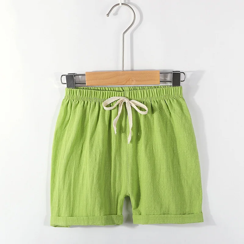 

Summer Holiday Beach Kids Shorts Drawstrings Baby Boys Linen Solid Bloomers Shorts Kids Summer