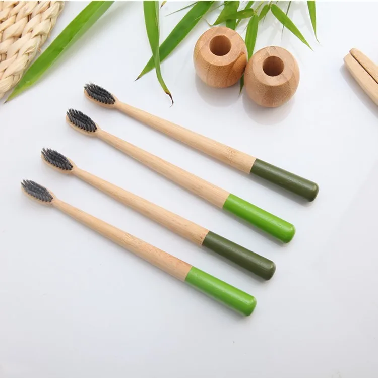 

Biodegradable Charcoal Natural Customized Private Label Bamboo Toothbrush With Stand Holder