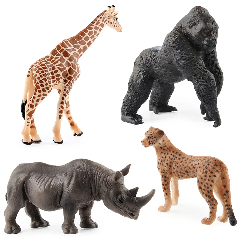 
Wild Animal Model Toy Set for Kids PVC Wildlife Model Elephant Giraffe Crocodile Rhinoceros Zebra Lion 