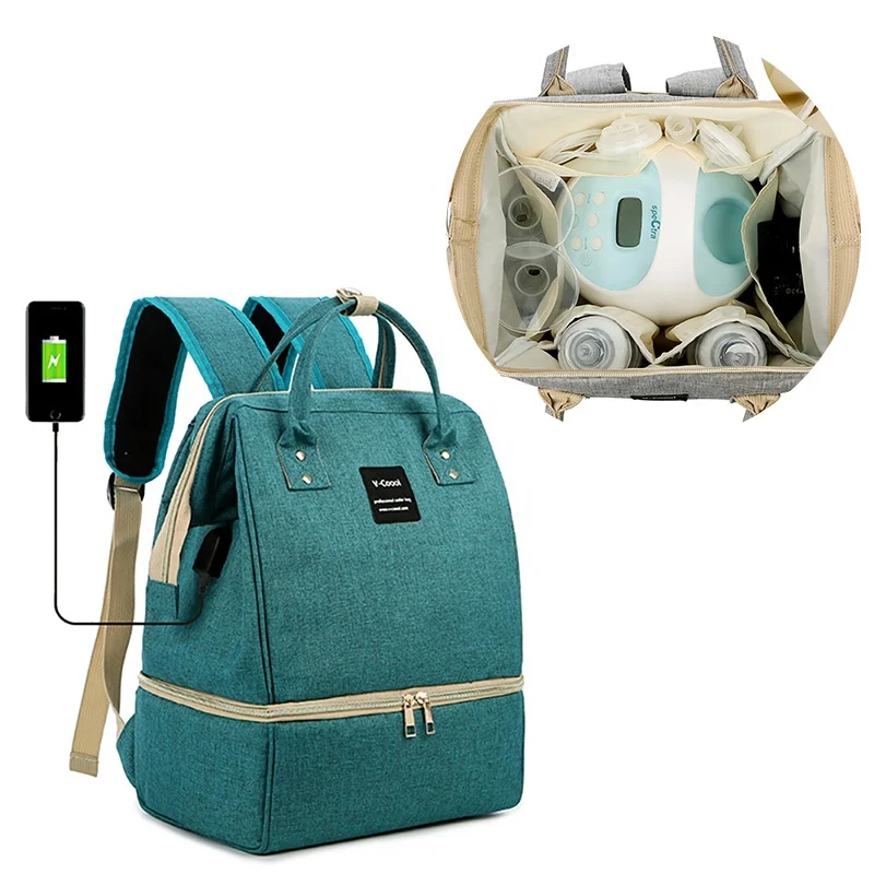 

OEM double deck cooler backpack diaper bag backpack wholesale diaper baby backpack Oem, Light grey,dark light,black,green,pink