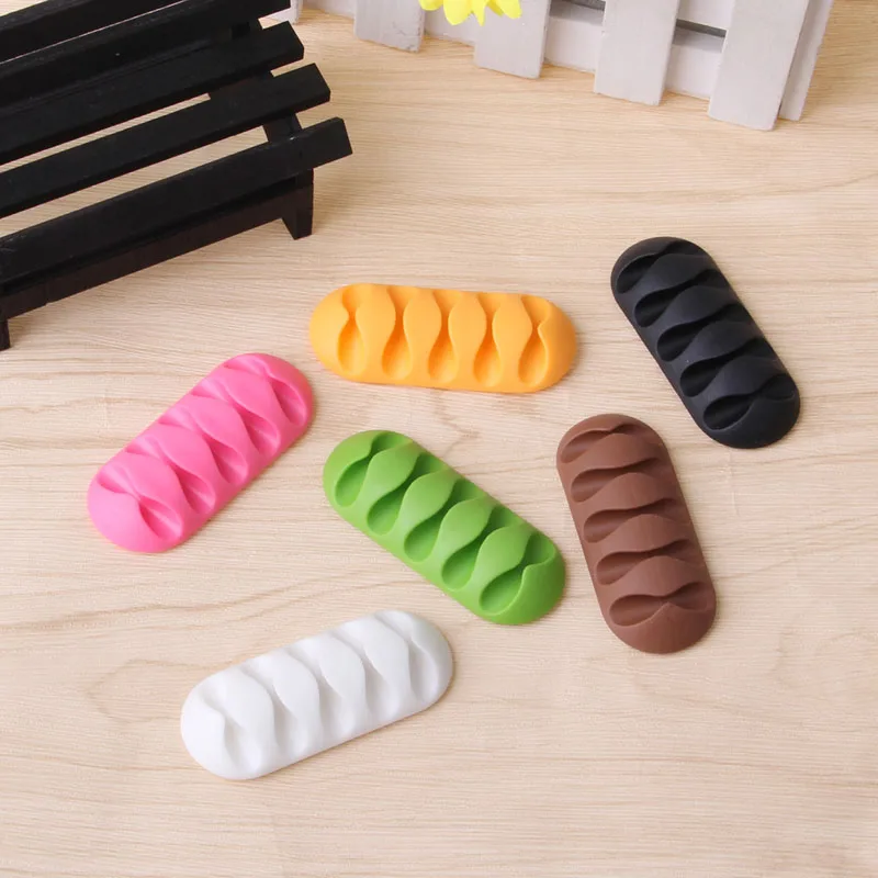 

Hottest5-Clip TPR Earphone Cable Winder Organizer Charger Cable Protector Holder Cover Case Fixing Device