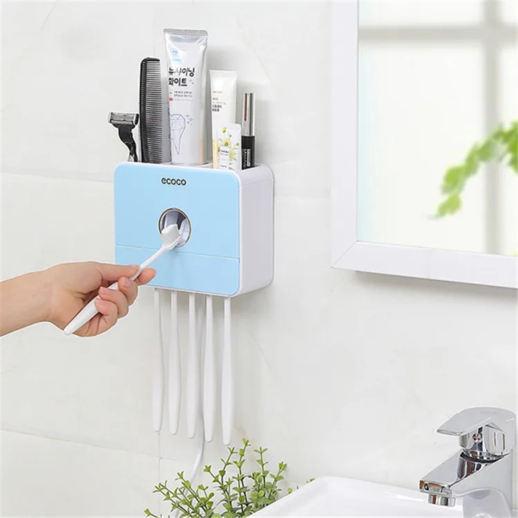 

Multifunctional Automatic Toothpaste Dispenser Set With Wall Mounted Hands Free Toothbrush Holder Toothpaste Squeezer, Custom color