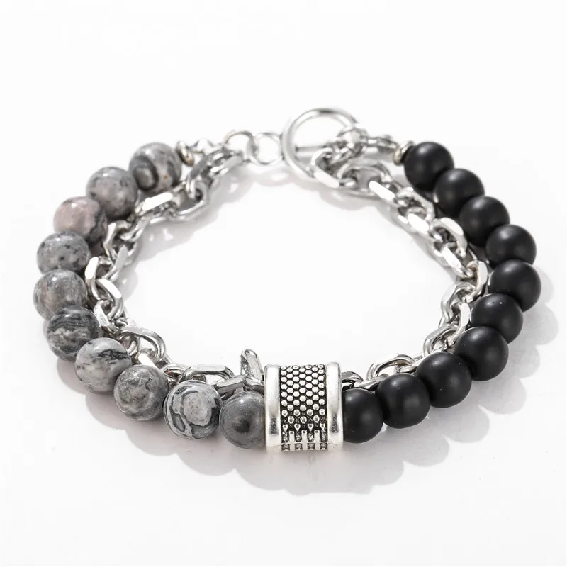 

Fashion punk style frosted stone chain combination geometric men's bracelet bracelet accessories