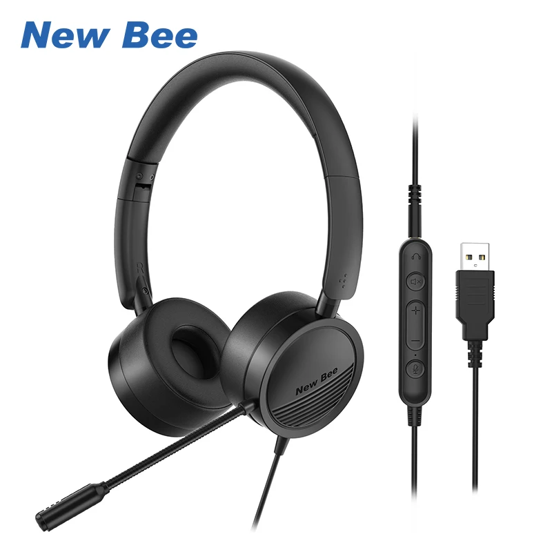 

New Bee H360 Business Wired Telephone Headset Noise Reduction Usb Computer Headset Usb Headset with Microphone for pc