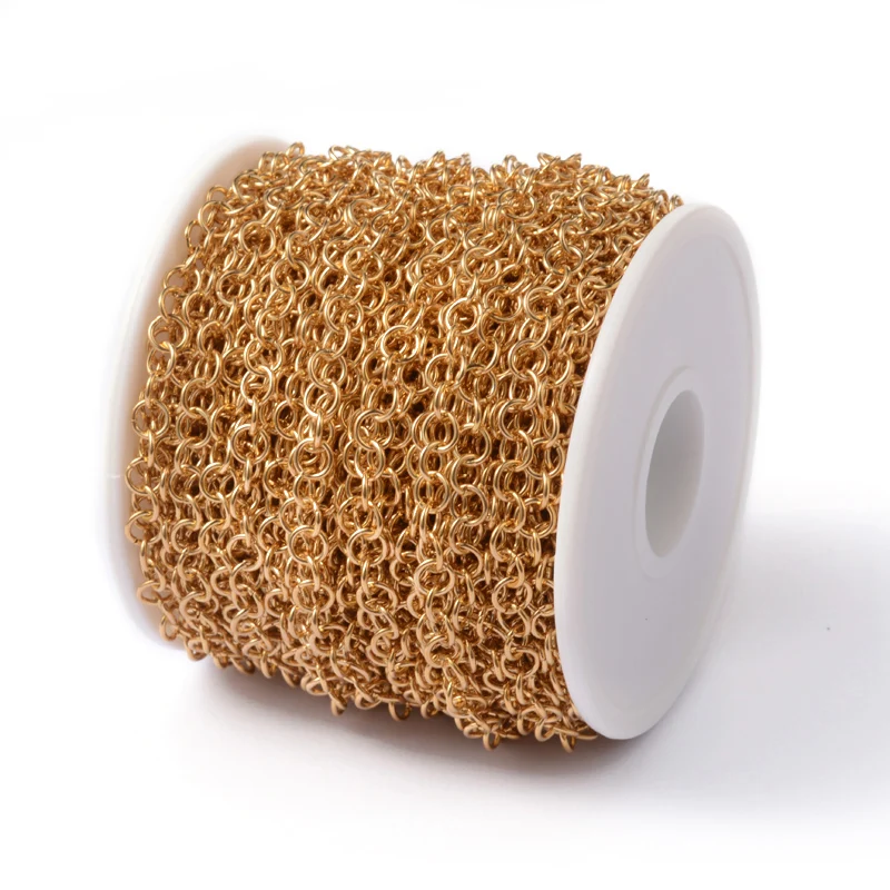 

PandaHall 304 Stainless Steel Cable Oval Gold Curb Chains, Gold color