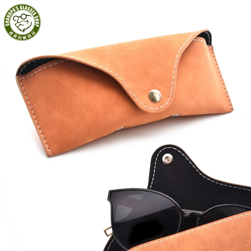 

Portable Slim Semi Hard Shell Snap Closure Leather custodia occhiali Luxury Sunglasses Optical Case Glasses Cases For Women Men