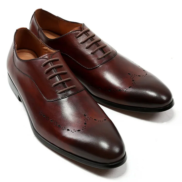 

High-quality leather upper shoes for italian men dress shoes plus size lace-up business formal men leather shoes