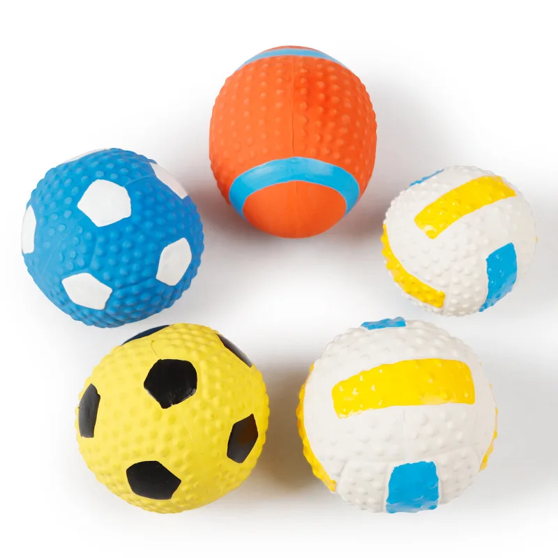 

2022 Hot Sell New Pet Toy Latex Toy Ball Basketball Football Molar Bite Resistant Cute Dog Voice Pets Chew Interactive Toys, According to the picture